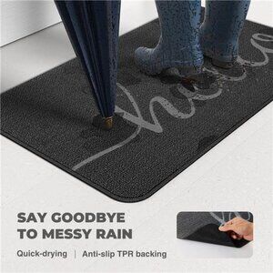 Front Door Mat, Non-Slip Entryway Rug, Resist Dirt Hello Welcome Mat (17X30'')